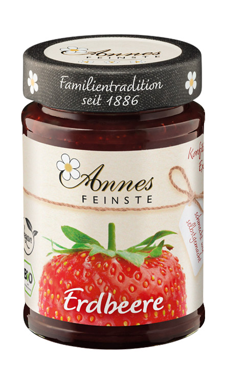 Annes Feinste Bio Erdbeer-Konfitüre extra Produktabbildung Annes Feinste Bio Erdbeer-Konfitüre extra