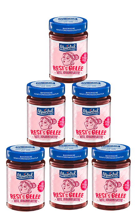 Set Bayerisches Rotes Johannisbeer-Gelee extra, 6 x 220 g Sechs Gläser Maintal Bayerisches Rotes Johannisbeer-Gelee extra, Produktabbildungen
