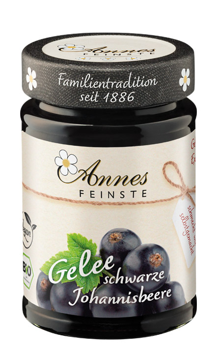Annes Feinste Bio Schwarzes Johannisbeer-Gelee extra Produktabbildung Annes Feinste Bio Schwarzes Johannisbeer-Gelee extra