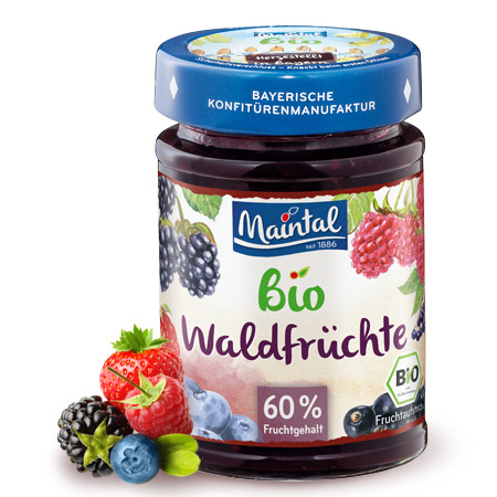 Bio + vegan Waldfrüchte, BIO Mehrfrucht-Fruchtaufstrich Bio + vegan Waldfrüchte, BIO Mehrfrucht-Fruchtaufstrich