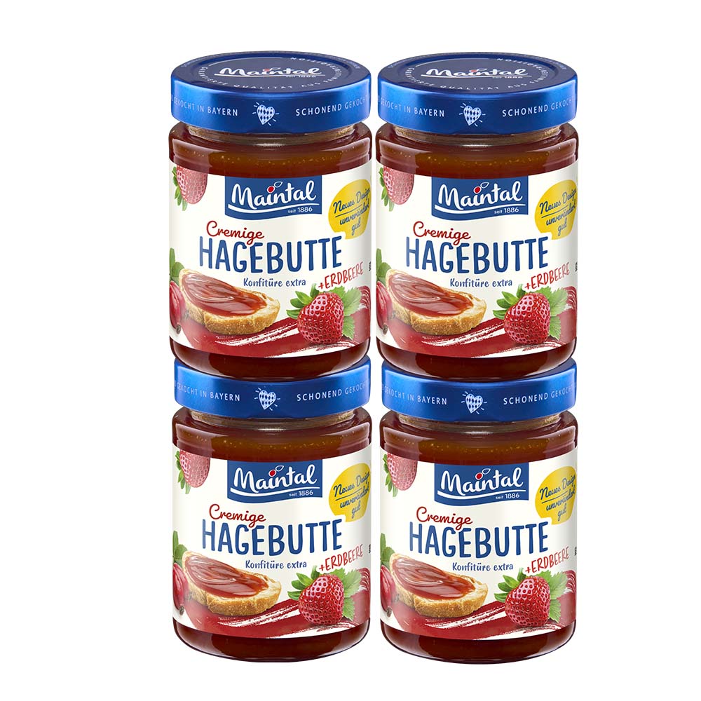 Set Hagebutten-Erdbeer-Konfitüre extra, 4 x 340 g Set Hagebutten-Erdbeer-Konfitüre extra, 4 x 340 g