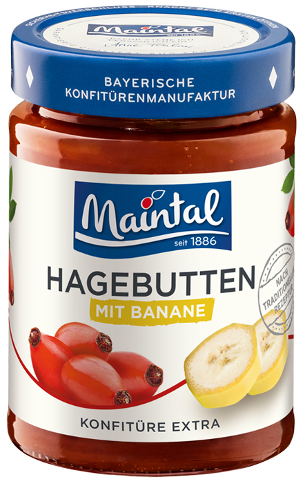 Hagebutten-Bananen-Konfitüre extra Produktabbildung Maintal Hagebutten-Bananen-Konfitüre extra.