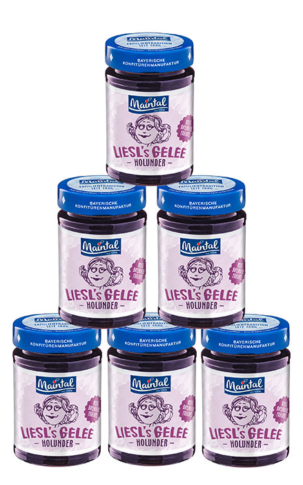 Set Bayerisches Holunderbeer-Gelee extra, 6 x 220 g Sechs Gläser Maintal Bayerisches Holunderbeer-Gelee extra, Produktabbildungen