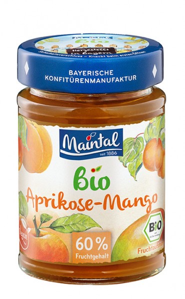 Bio + vegan Aprikosen-Mango Fruchtaufstrich - 210 g